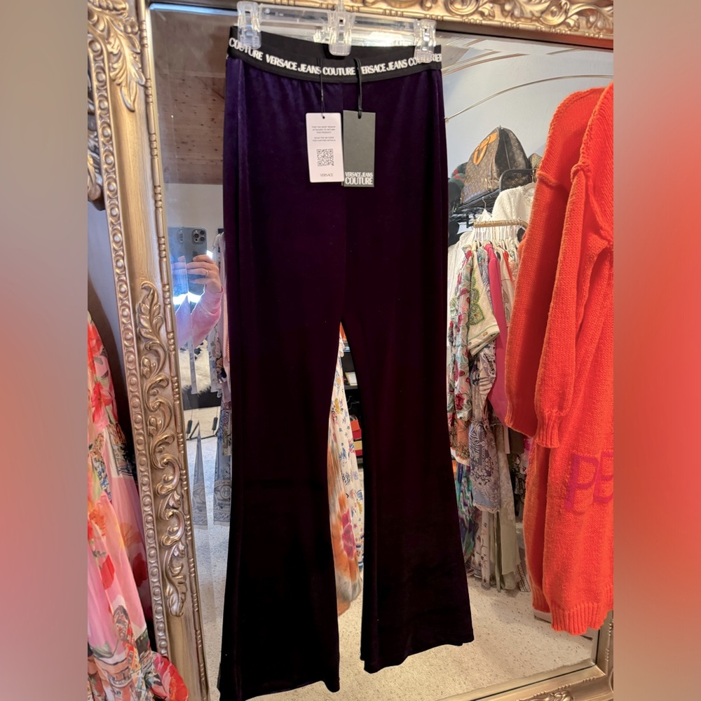 VERSACE JEANS COUTURE VELVET STRETCH PANT, IT 40